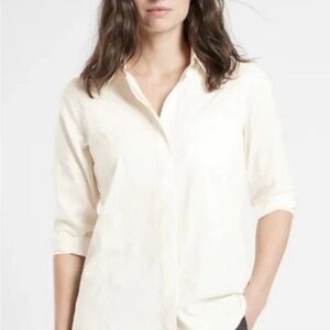Athleta Cream Button-Up Shirt